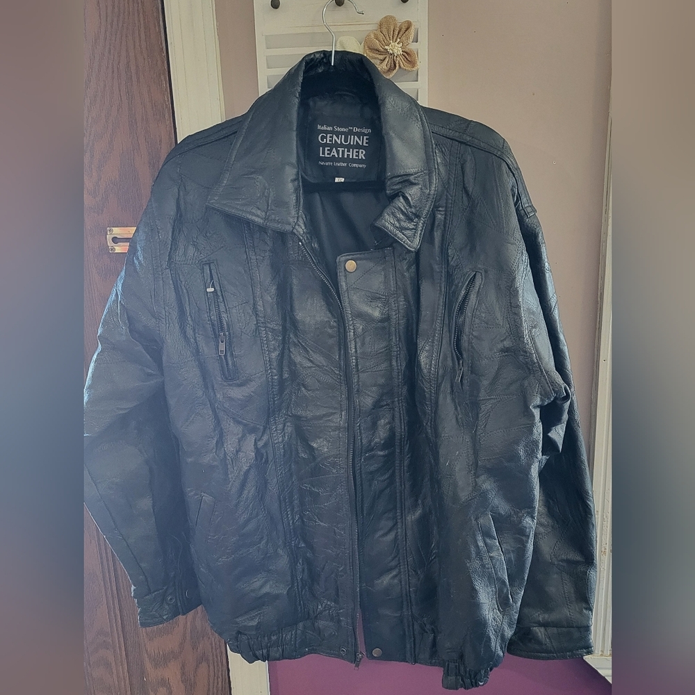 Navarre NWOT Genuine Leather Black Men's Jacket Size XXL